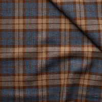 Fox Brothers SP3 tartan wool — Golden Fog, Glaucous Blue & Tuscan Brown